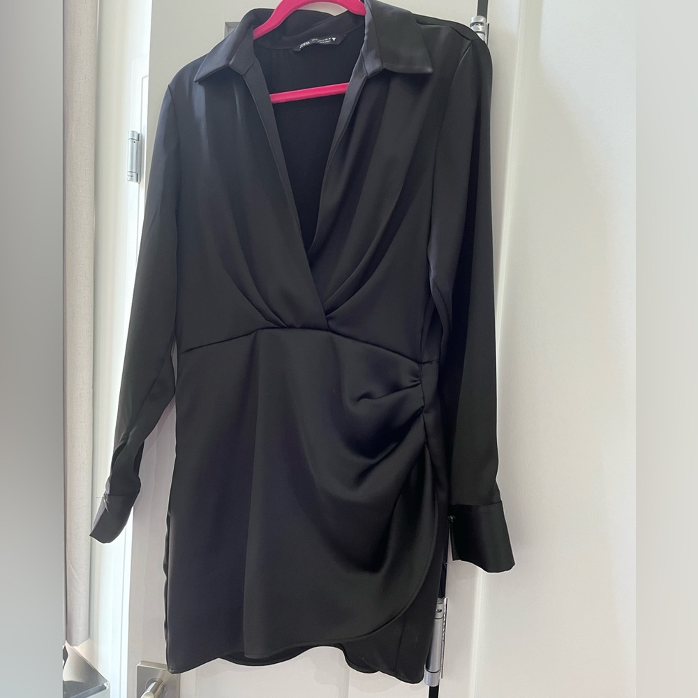 Zara black silk dress